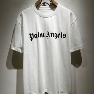 Palm Angels Women's White Logo Short Sleeve Tee
